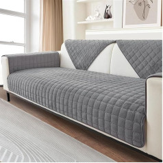 ‎Fascinatdeco FASCINATDECO Sofa Cover, Soft Flannel, Sofa Seat Cushion Cover, Sofa Protector, Non-Slip, 1/2/3-Seater Sofa Cover, for Living Room, Sofa Throw, L-Shaped Sofa Protection (Grey, 70 x 210 cm)
