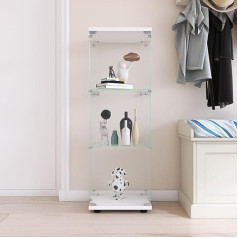 Bpkadhy Glass Display Cabinet Standing Display Cabinet with Lock and 1 Door 3 Tier Display Case with Glass Collector's Display Case for Collectibles, Books, Models (1 Door, 3 Levels, White)