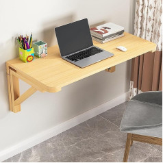Hpirfye Wood Colour Wall Mounted Folding Desk, Wall Mounted Folding Shelf Made of Solid Wood, Folding Wall Dining Table, Space-Saving, Can Be Used as a Desk, Desk or Dining Table (100 x 40 cm)