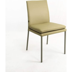 SIX Ricco Real Leather Chair Brushed Stainless Steel Office Dining Room Visitors Sand
