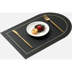 Nheisscf für Tische, Mahlzeiten, Tischsets, doppelseitige zweifarbige Tischsets for den Esstisch, 2er-Set, rutschfeste, leicht zu reinigende Küchen-Essmatten, hitzewaschbare Tischsets aus Kunstleder(Black)
