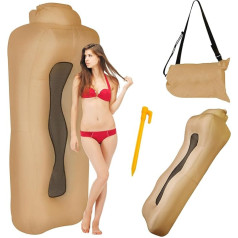 Fainfun Inflatable Sofa, Inflatable 190 x 70 cm Air Sofa, Air Bag Beach with Mesh, Camping Sofa with Portable Package, for Beach, Music Festival, Khaki