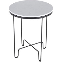 Cafiedr Couchtisch Marmor-Couchtisch, Metallrahmen, Sofatisch, Kleiner runder Tisch, rostfreier wasserdichter Snacktisch für den Außen- und Innenbereich,B