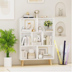 Chowgoli Bookcase, Bookcase, Standing Shelf, Cube Shelf, White with 7 Compartments, Modern Style Storage Shelf, Books Shelf, White, 80 x 24 x 110 cm