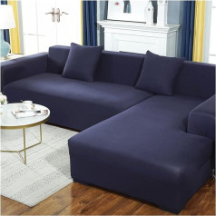 ‎Godeni GODENI Elastisches Ecksofa Chaise Covers for Wohnzimmer Lounge Sessel 3-Sitzer-Sets Elastische Couch-Sitz Silipcover Haustiermöbel Sofagarnitur (Color : Navy Blue, Size : 2seats 145-185cm-1pc)