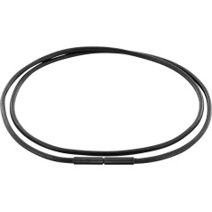 Auroris Real Leather Chain Black Thickness 2 mm with Tunnel Screw Clasp Made of Matte Black Stainless Steel