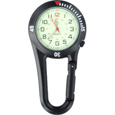 Shengxi Pocket Watch with Carabiner, Nurse's Watch, Emergency Service Accessories, Watch Carabiner with Carabiner with Luminous Nurse Watch, Pocket Watch for Doctors, Nurses, Outdoor Activities, black