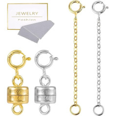 KISSPAT Magnetic Clasp and Chain Extension Set, 925 Sterling Silver Magnetic Clasp, Magnetic Clasp Chain, for Necklace, Bracelet, Jewellery