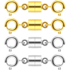 Lusofie Pack of 4 Magnetic Clasp Chain Necklace Clasps Magnetic Chain for Jewellery Magnetic Clasps Bracelet Lobster Clasp for Making DIY Jewellery Making (Gold, Silver), Copper, Copper
