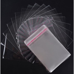 FLOFIA Pack of 200 Self-Adhesive Bags, Plastic Bags, Small Cellophane Bags, Flat Bags, Transparent Gift Bags for Sweets, Cookies, Pastries, Schoolade, Lollipops, School Shop (10 x 15)