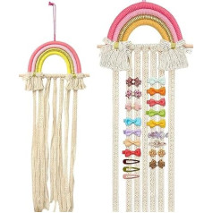 Hair Clips Storage, Storage Hair Accessories Children, Hair Clips Storage Rainbow, Storage for Hair Clips Girls, Pink, Handwoven, Suitable for Bedroom, Living Room