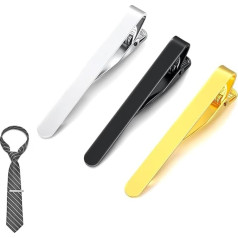 JJiaoLinin Men's Tie Pin, 3-Piece Classic Business Style Tie Clip Tie Clips for Men Set for Men Everyday Wedding Anniversary Business Father's Day Gifts, Gold, Silver, Black