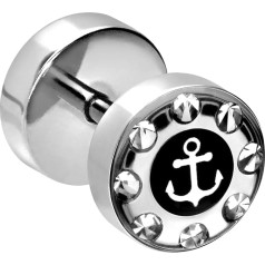 Fake Plug Crystal Piercing Surgical Steel Anchor Line Edge 10 mm Crystal