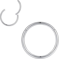 Popuhoops 316L Surgical Steel Hinged Nose Rings, Hoop Suptum Ring Body Piercing Lip Rings, Helix Cartilage Rook Earrings 20G 18G 16G 14G 12G 10G 8G, Diameter 5 mm to 16 mm, Gold Rose Gold Silver Black