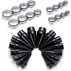 Funseedrr 32-Piece Ear Stretcher Set 10-24 mm Ear Tunnel Taper Expander Piercing Stainless Steel Acrylic, 316L surgical steel + zirconia