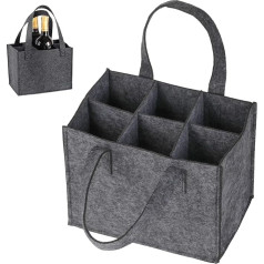 Bottle Carrier 6 Bottles, Felt Bottle Bag 6 Bottles, Men's Handbag Beer Carrier, Bottle Basket Felt Bag with 6 Compartments, Reusable Drink Carrier for Travel Picnic Wine Bottle Bag