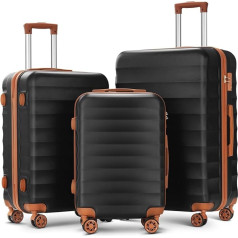 BULAGE Suitcase Set 3-Piece Hard Shell Suitcase & Trolleys Set 3 Pieces Hard Shell Suitcase Set Hand Luggage Suitcase Large Travel Suitcase with 360° Spinner Wheels TSA Lock M-L-XL Luggage Sets,