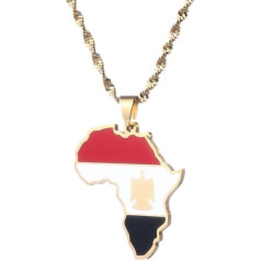 Everyiod Egyptian Flag Map Pendant Necklace Egypt Necklace Unisex Pendant Jewelry Party Dress Accessory Ethnic Style Hip Hop Sweater Chain