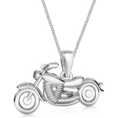 Goldene Hufeisen Small Mini Motorcycle Pendant with Necklace 925 Sterling Silver, Sterling Silver