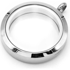 Vintageparts FACHHANDEL FÜR SCHMUCKZUBEHÖR Vinatgeparts Glass Locket for Filling Made of 304 Stainless Steel 30 mm 1 Piece for Jewellery Making Yourself Girls Women Unisex