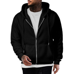 JMIERR Men's Plain Cotton Hoodie with Zip Pullover Long Sleeve Sweat Jacket Men's Hoodie Sweatshirt with Pockets