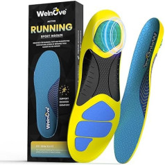 Running Sports Insoles, Welnove Athletic Insoles, Arch Support, Flat Feet, Shock Absorption Insoles, Foot Pain Fatigue, Improving Performance, Men Women (L)