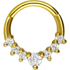 Piercingline Surgical Steel Segment Ring Clicker - 7 Crystals - Piercing Ring for Septum, Helix or Tragus - Choice of Colours