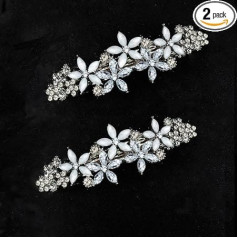 Golewedy Hair Accessories Wedding Rhinestone Hair Clips (2 Pieces) Fancy Bridal Hair Clips Crystal Hair Clip Hair Clips for Women Rhinestone Hair Accessories