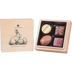 CHOCOLISSIMO - 4 premium chocolates in wooden box, elegant Easter gift for adults, luxury Easter chocolates, Easter gift idea, elegant Easter gift for adults, high-quality gift idea, Easter gifts