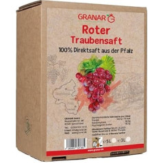 5 L Grape Direct Juice Red from the Palatinate, 100% Red Grape Juice, Vegan and No Additives - 5 Litre Box