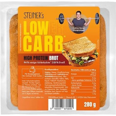 STEINER´s Low Carb High Protein Bread, 94% Less Carbohydrates, High Protein, Only 2.6 g Carbohydrates, 23 g Protein (280 g)