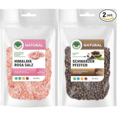 Black Pepper Whole 227 g and Himalayan Crystal Salt Coarse 907 g I Salt from Punjab in Pakistan I Whole Black Peppercorns I Rock Salt I 100% Natural