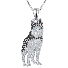 TANGPOET Boston Terrier / Rottweiler Ketter for Women Girls Silver 925 Zirconia Dog Pendant Necklace Puppy Jewellery Birthday Christmas Gift for Dog Lovers Dog Mum with 20 Inches + 2 Inch Chain