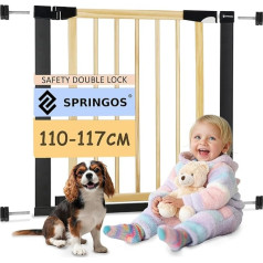 SPRINGOS Door and Stair Safety Gate 2 Extensions Tension System 110-117 cm