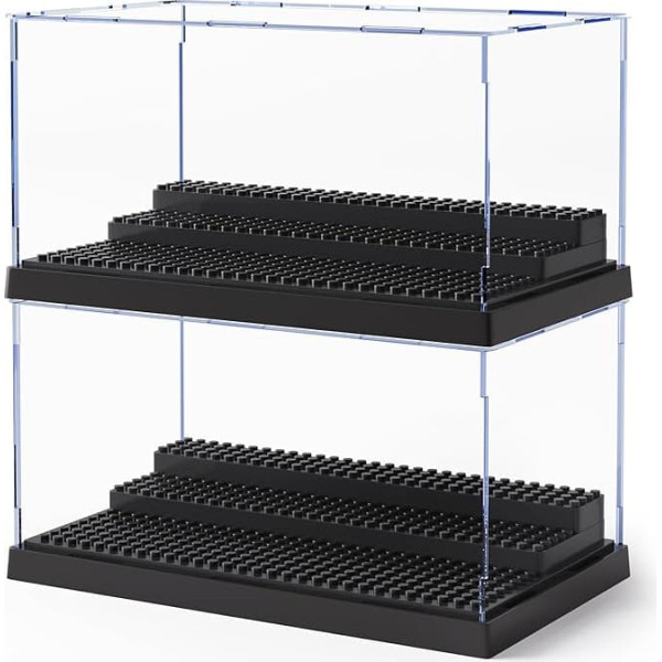 Mlikero Mini Figure Display Case, Action Figure Block, Removable Acrylic Mini Figure Display Case, Storage Box with 3 Movable Steps for Collection Bricks, Blocks, Toys, Models, Mini Figures, 2