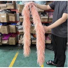 2 3 4 6 10-lagige mehrfarbige Straußenfederboa, 2 Meter, Straußenfederschal für Party, Damenkleid, Kleidung, DIY-Dekoration, Schal, Garnelenrosa, 6-lagig