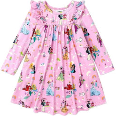 Disney Princess Toddler Girl Dress Character Print Long Sleeve Playwear Dress A-line Autumn Winter Outfit