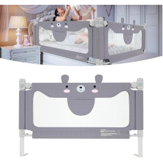 Bed Rail, 200 cm, Baby Bed, Fall Protection, Height Adjustable, Children's Bed Safety Gate with Storage Bag, Children's Bed Rail, for Cribs, Parents' Beds (Grey)