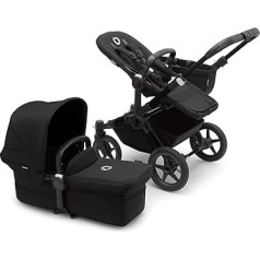 Bugaboo Donkey 5 Mono Pushchair Convertible to Double or Twin Pushchair Improved Design Reversible Seat One Hand Steering and Extra Storage Space Midnight Black
