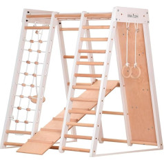 Multifunctional Climbing Frame, Climbing Frame for Children, Wooden Playground for Children Indoor, Solid Wood for Toddlers (3), White