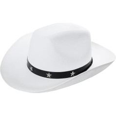 ILOVEFANCYDRESS COWBOYHAT ® STAR STUDDED CLOTHS IN BLACK BROWN OR WHITE TRAMPAS EARRING STETSON COWGIRL WILD WEST, White
