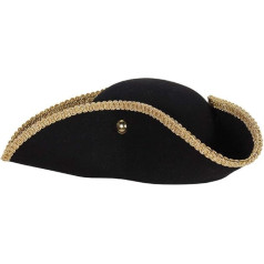 WOOOOZY Deluxe Pirate Tricorn Hat Black/Gold High Quality Workmanship Head Width 57 cm