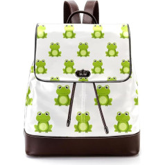 Niedliche Cartoon-grüne Frösche personalisierte Schultaschen Büchertaschen für Teenager, Mehrfarbig, 27x12.3x32cm, Rucksack Rucksäcke