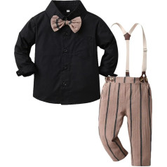 Kids Boys Girls Long Sleeve T-Shirt Tops Striped Prints Pants Gentleman Outfits Baby Fall Gentleman Outfits Toddler Cute Clothes Set A-12