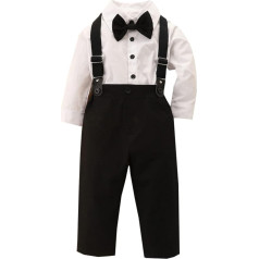 Fashion Little Child Clothing for Toddler Boys Long Sleeve White Shirt Tops Pants With Black Tie Child Kids Gentleman Outfits