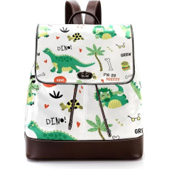 Personalisierte lässige Tagesrucksack-Tasche für Teenager, bunt, Kritzeleien, Dinosaurier, Wörter, Schultaschen, Büchertaschen, mehrfarbig