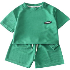 Clothing Sets Boys Summer Jogging Suit Quick-Drying Sports Suit Short Sleeve T-Shirt and Shorts Long Sleeve Shirt Braces Trousers Loungewear Children's Clothing for Children 7-14 Years Clothing