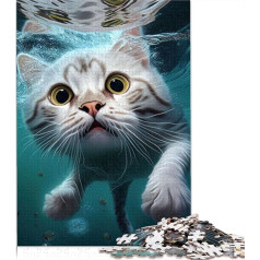 Jigsaw Puzzles for Adults 1000 Piece Funny Cat Swimming Animal Fun Jigsaw Puzzles for Adults Wooden Jigsaws for Age 12 Years Up 1000 Pieces 75 x 50 cm