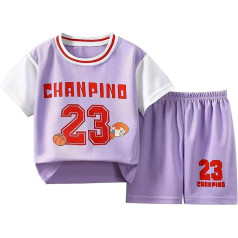 Generisch Shorts und T-Shirt Set für Kinder,Sommer Jogginganzug Baumwolle Sporthose Sport-Oberteile Cartoon Print Kurzarm Kinderkleidung Kinder 7-14 JahreKleidung