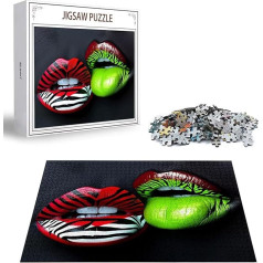 Puzzle 2000 Teile Sexy Puzzle Erwachsene, DIY Groß Puzzelmatten, Holzpuzzle für Erwachsene und Kinder ab 12 Jahren Wooden Jigsaw Lippen Geschicklichkeitsspiel für Die Ganze Familie, Geschenke D-470